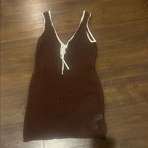 Abercrombie and Fitch Vintage Brown Knit Sleeveless Dress Medium